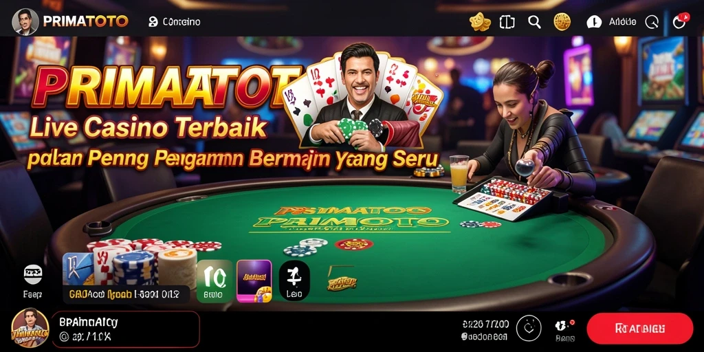 Tampilan gameplay Live Casino yang mendebarkan di PRIMATOTO.
