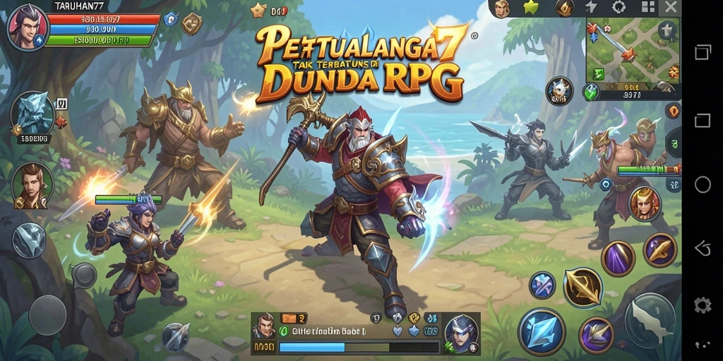 Tangkapan layar gameplay TARUHAN77 yang menunjukkan pertempuran seru di dunia RPG.